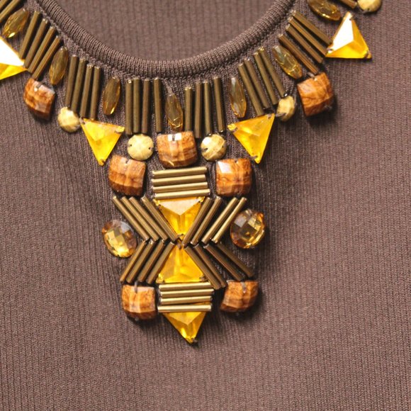 Lara Lane Woman brown rayon blend tank top embellishments 1x - Picture 4 of 7